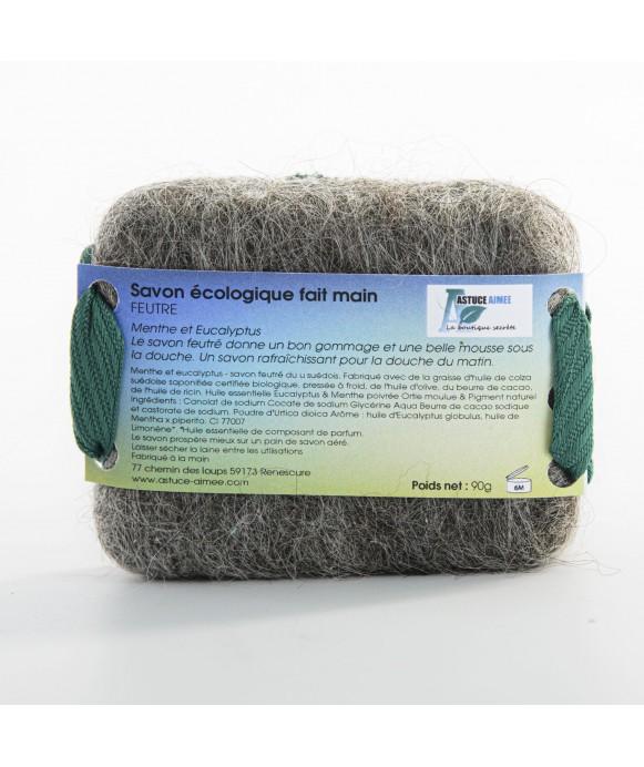Savon Feutré - Menthe & Eucalyptus (Enrobé de laine de brebis)